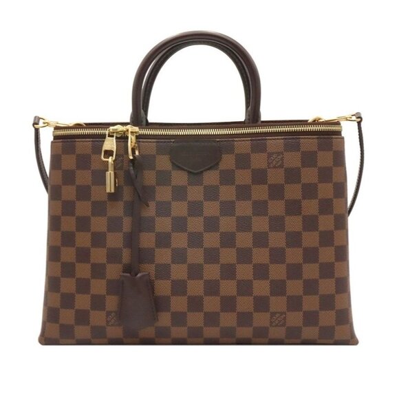 Pre-owned Louis Vuitton Damier Ebene Canvas Brompton 2Way Handbag Brown - Picture 1 of 15